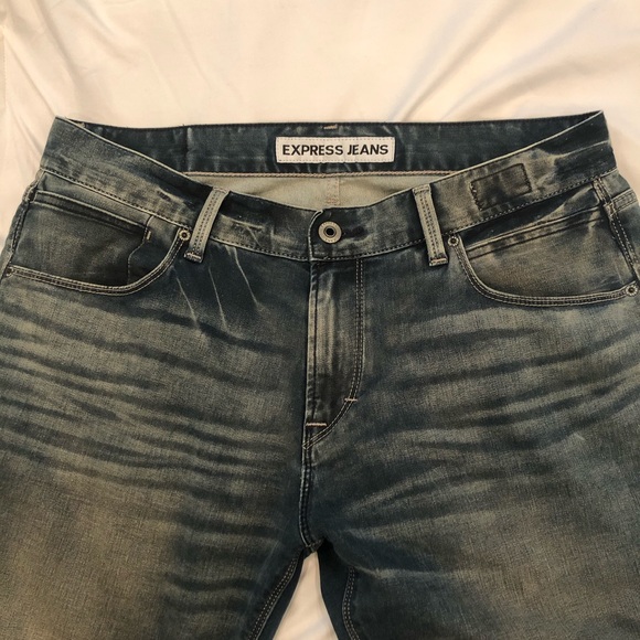 Express Rocco Slim Fit Distressed Blue Jeans 33x32 - Picture 8 of 9